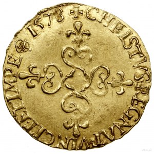Écu d’or au soleil; 1578 B, Rouen; Aw: Ukoronowana tarc...