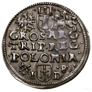 Trojak, 1589, Poznań; popiersie z dużym zarostem króla,...