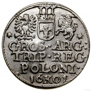 Trojak, 1601 K, Kraków; popiersie króla w prawo; Iger K...