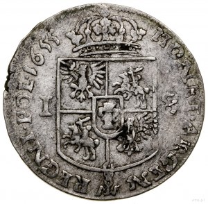 Ort, 1655, Wschowa; popiersie króla w wieńcu laurowym, ...