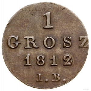 1 grosz, 1812 IB, Warszawa; cyfry daty szeroko rozstawi...