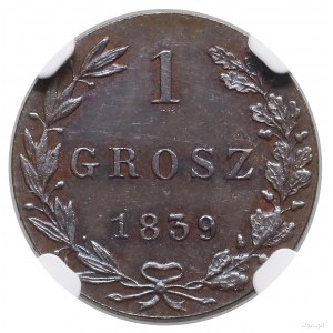 1 grosz, 1839 MW, Warszawa; bez kropki po słowie GROSZ ...