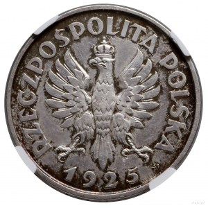 5 złotych, 1925, Warszawa; Konstytucja; Aw: Orzeł z kor...