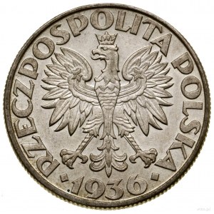 zestaw: 5 złotych i 2 złote, 1936, Warszawa; Żaglowiec;...