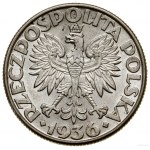 zestaw: 5 złotych i 2 złote, 1936, Warszawa; Żaglowiec;...