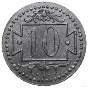 10 fenigów, 1920, Gdańsk; małe cyfry nominału, na rewer...