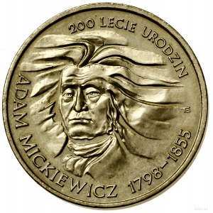 2 złote, 1998, Warszawa; 200-lecie urodzin Adama Mickie...