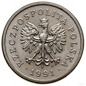 1 złoty, 1991, Warszawa; moneta z wypukłym napisem PRÓB...
