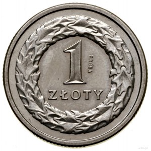 1 złoty, 1991, Warszawa; moneta z wypukłym napisem PRÓB...