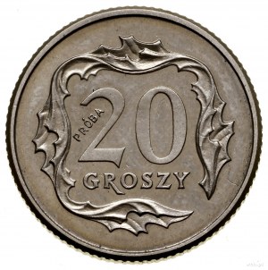 20 groszy, 1991; Warszawa; moneta z wypukłym napisem PR...