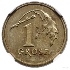 1 grosz, 1991, Warszawa; moneta z wypukłym napisem PRÓB...