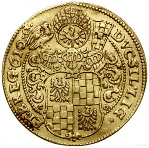 3 dukaty, 1610, Złoty Stok; Aw: Dwaj książęta w zbrojac...