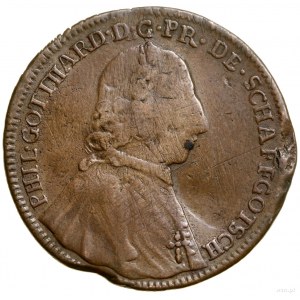 Odbitka w miedzi monety pięciodukatowej z roku 1748; Aw...