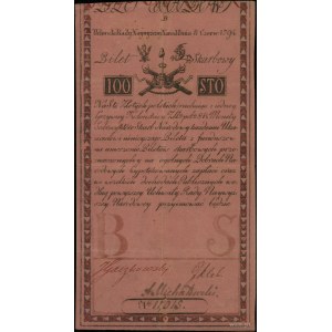 100 złotych polskich, 8.06.1794, seria B, numeracja 110...