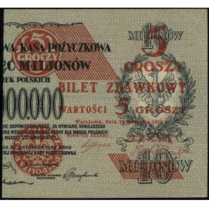Bilet zdawkowy - 5 groszy, 28.04.1924; nadruk na prawej...