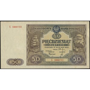 50 złotych, 15.05.1946; seria K, numeracja 5868733; Luc...