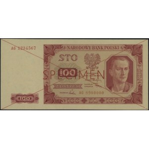 100 złotych, 1.07.1948; czerwone dwukrotne przekreśleni...