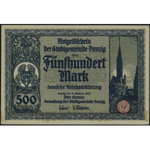 500 marek, 31.10.1922; numeracja 100759; Jabł. 3726, Mi...