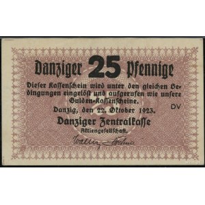 25 fenigów, 22.10.1923; seria DV, bez numeracji, znak w...