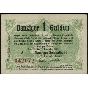 1 gulden, 1.11.1923; seria S, numeracja 042072, znak wo...