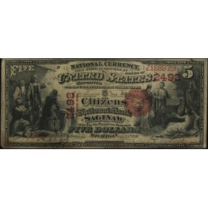 5 dolarów, 25.10.1880; numeracja Z168957 / 1709, matryc...