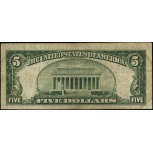 5 dolarów, 1929; seria A078271 (3069), brązowa pieczęć,...