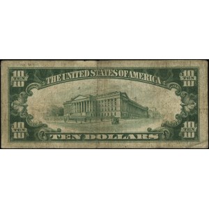 10 dolarów, 1929; seria A001053 (5235), brązowa pieczęć...