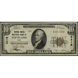 10 dolarów, 1929; seria E004728A (4318), brązowa pieczę...