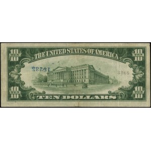 10 dolarów, 1929; seria E004728A (4318), brązowa pieczę...