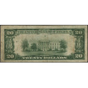 20 dolarów, 1929; seria A000565 (10107), brązowa pieczę...