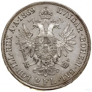 2 floreny, 1869 A, Wiedeń; Herinek 497, KM 2232; awers ...