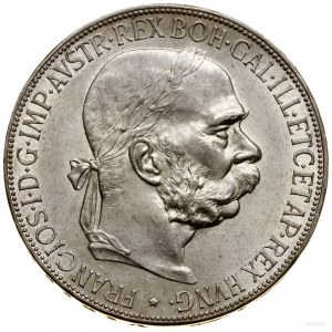 5 koron, 1907, Wiedeń; Herinek 770, KM 2807; ładna mone...