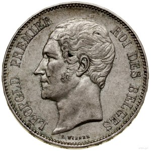 5 franków, 1849, Bruksela; De Mey 68, KM 17; bardzo ład...