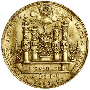 10 dukatów (portugał), 1694; Aw: Cztery kolumny z inicj...