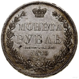 Rubel, 1853 СПБ HI, Petersburg; Adrianov 1853а, Bitkin ...