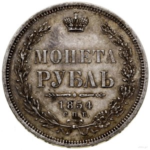 Rubel, 1854, Petersburg; w wieńcu 7 gałązek laurowych; ...