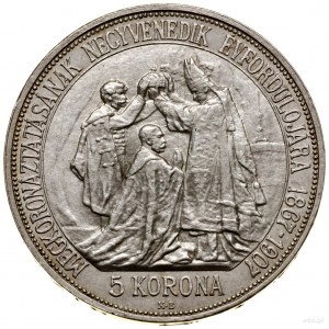 5 koron, 1907 KB, Kremnica; 40-lecie koronacji Francisz...