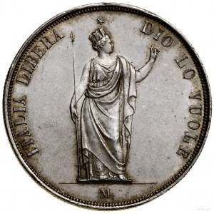 5 lirów (scudo), 1848 M, Mediolan; Davenport 6, Gnecchi...