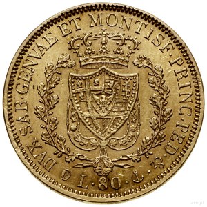 80 lirów, 1829 P, Genua; znak menniczy kotwica; Fr. 113...