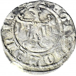 RR-, Kazimierz III Wielki 1333-1370, Półgrosz (Kwartnik duży), Kraków, mała postać wewnątrz obwódki, Kopicki R5