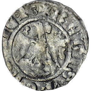 RR-, Casimir III the Great, Half-penny (Quarter large), Cracow, S-MONETA (the letter S begins the inscription)