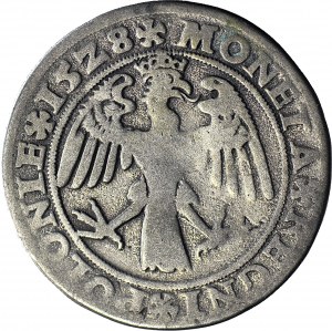 RRR-, Zygmunt I Stary, Pierwszy Polski Trojak 1528, Kraków, głowa heraldycznie w lewo, T50mk., R7