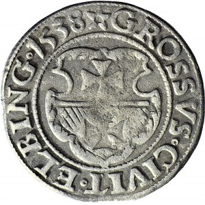 RR- Zygmunt l Stary, Grosz 1538, Elbląg, NAJRZADSZY ROCZNIK, R7