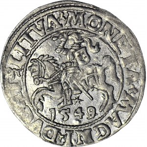 RR-, Zygmunt II August, Półgrosz 1548/9, przebitka daty, Wilno