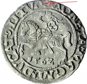 Zygmunt II August, Półgrosz 1562, Wilno, A pisane odwróconym V w LITVA