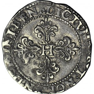 R-, Henryk Walezy, Król Polski, Frank 1581 K, Bordeaux, data pod popiersiem