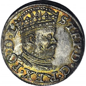 Stefan Batory, Trojak 1586 Ryga, mała głowa, WYŚMIENITY
