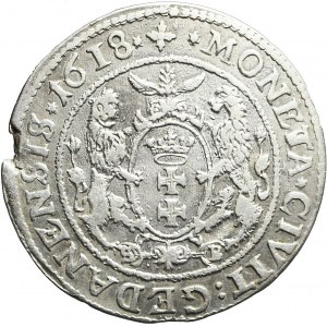 R-, Zygmunt III Waza, Ort 1618, Gdańsk, krzyż, S-B przy łapach lwów