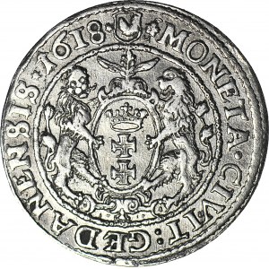 RR-, Zygmunt III Waza, Ort 1618, Gdańsk, gwiazdka wokoło daty, liść klonu