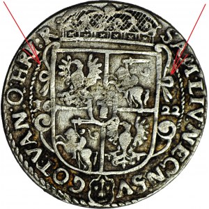 RR-, Zygmunt III Waza, Ort 1622, Bydgoszcz, KOKARDY - b. rzadki w tym roczniku, R4
